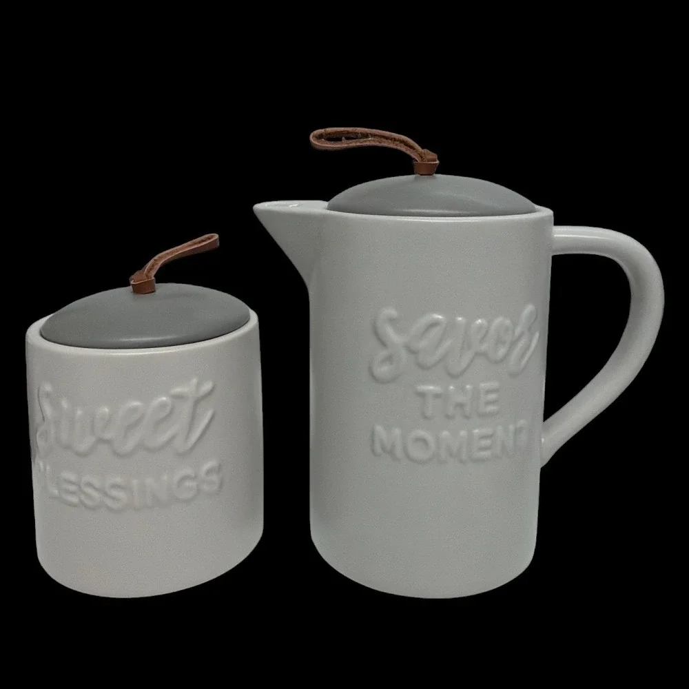 DaySpring Mary & Martha Set Sugar and Creamer Pitcher with Lids New in Box